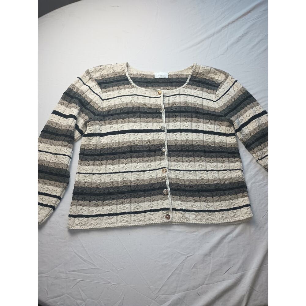 Vintage 90s Croft & Barrow Women Sweater 3D Knit Multicolor Stars Hallow Large